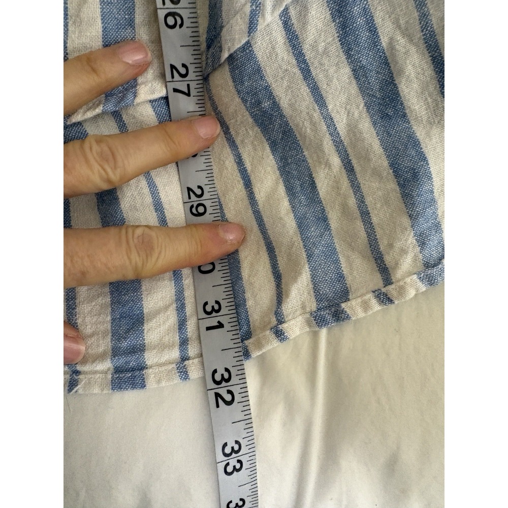 Vintage Abercrombie &‎ Fitch Top  Womens  Size L Blue Striped Linen  Oversized - Picture 7 of 10